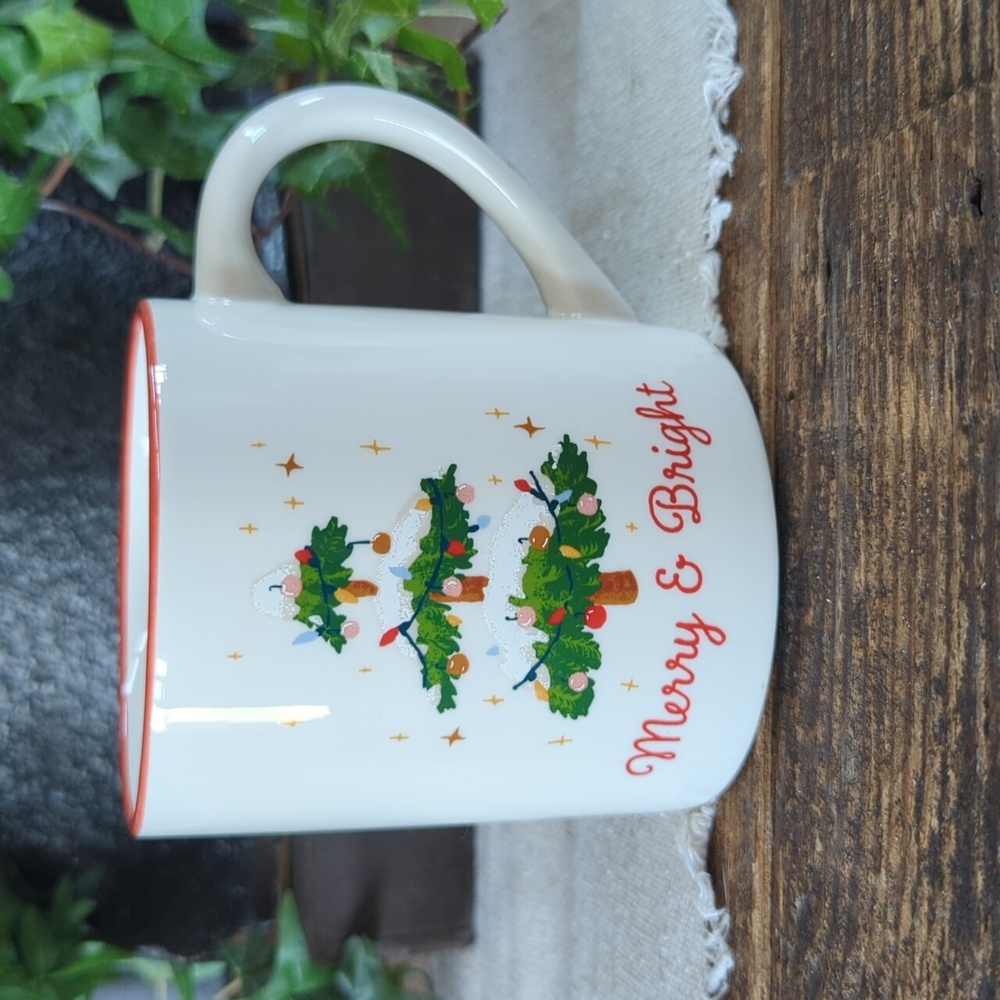 Threshold Christmas Tree Merry Bright Snow Stars Cup Mug Coffee Tea